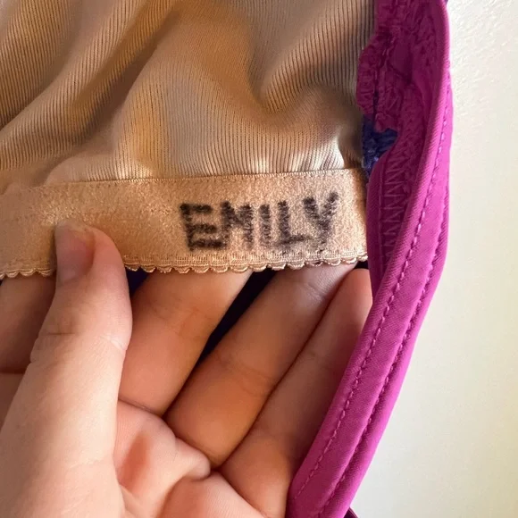 Capezio, XS, purple & pink, leotard, crossing back straps, built in bra, ballet - Picture 3 of 4